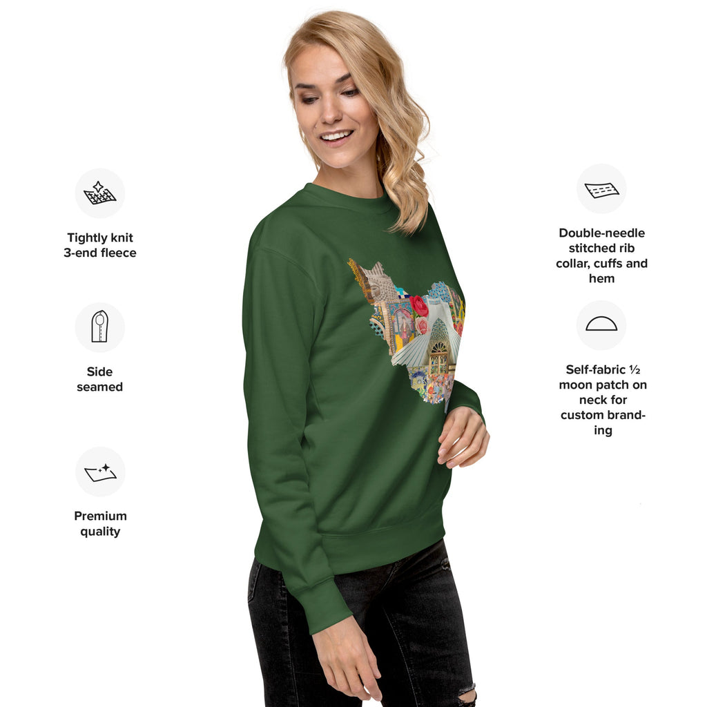 Iran Map Design Unisex Premium Sweatshirt - Artwork by Lili