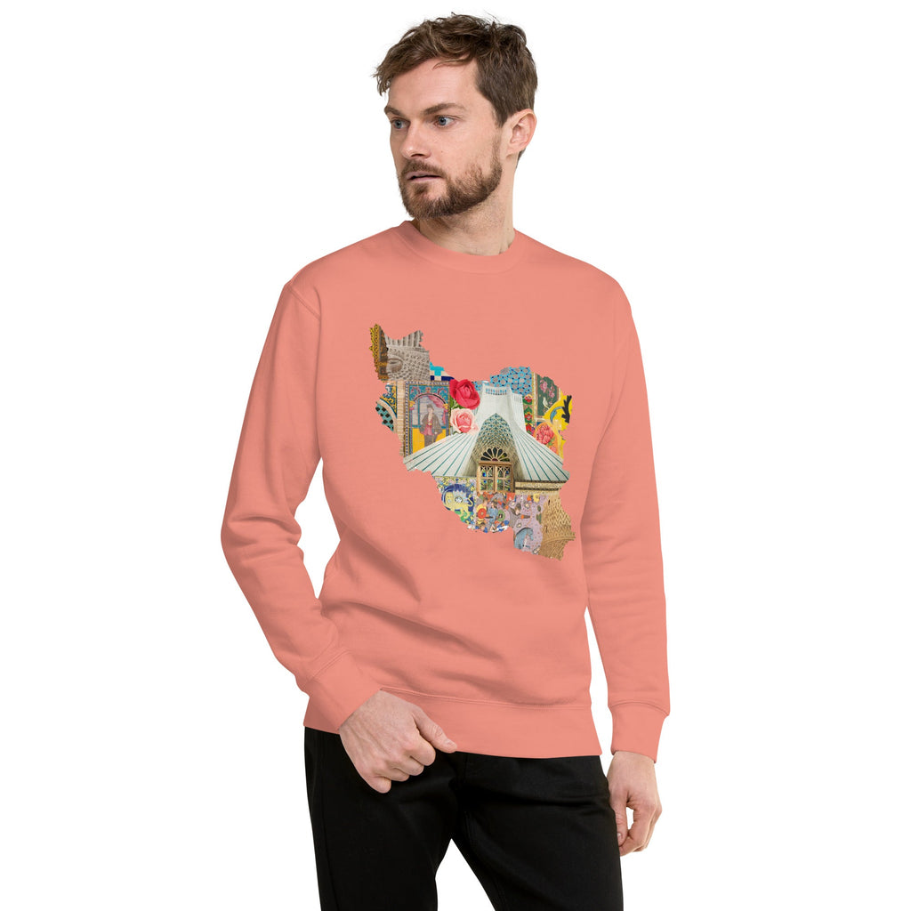 Iran Map Design Unisex Premium Sweatshirt - Artwork by Lili