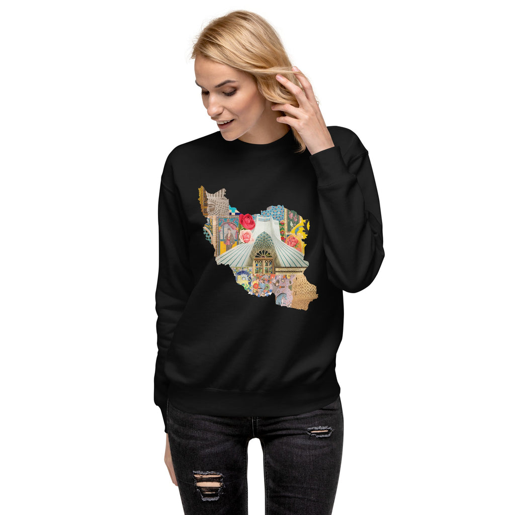 Iran Map Design Unisex Premium Sweatshirt - Artwork by Lili