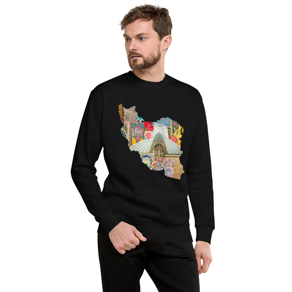 Iran Map Design Unisex Premium Sweatshirt - Artwork by Lili