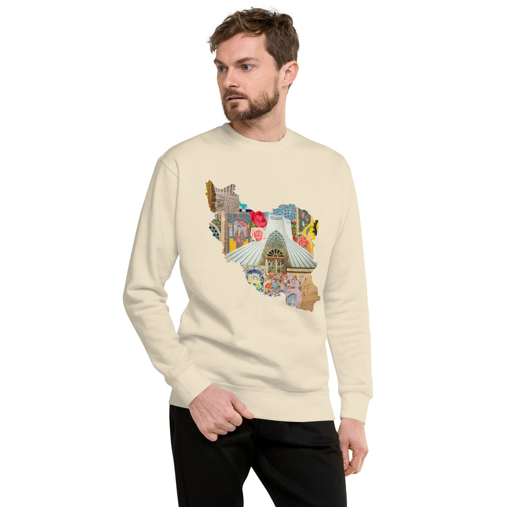 Iran Map Design Unisex Premium Sweatshirt - Artwork by Lili