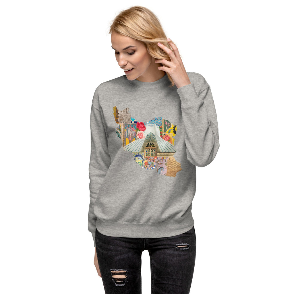 Iran Map Design Unisex Premium Sweatshirt - Artwork by Lili