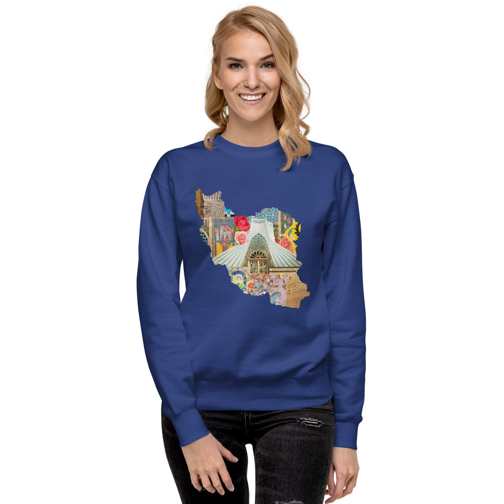 Iran Map Design Unisex Premium Sweatshirt - Artwork by Lili
