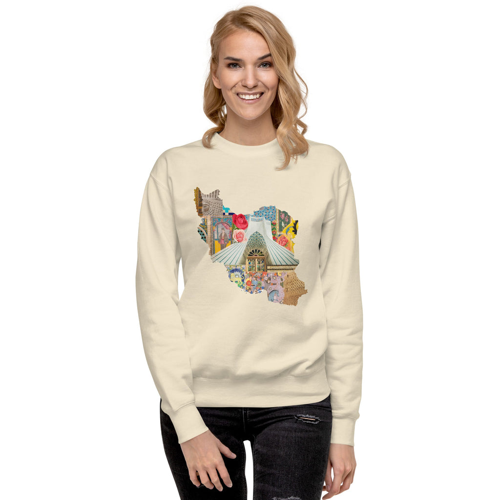 Iran Map Design Unisex Premium Sweatshirt - Artwork by Lili