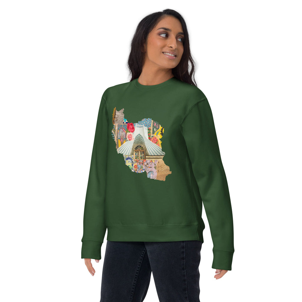 Iran Map Design Unisex Premium Sweatshirt - Artwork by Lili