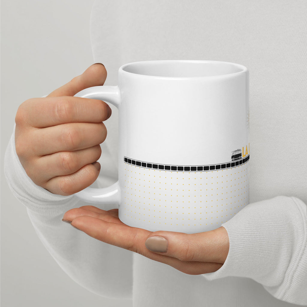 LA LA LAND Los Angeles Themed White Glossy Mug (3 sizes) - Artwork by Lili