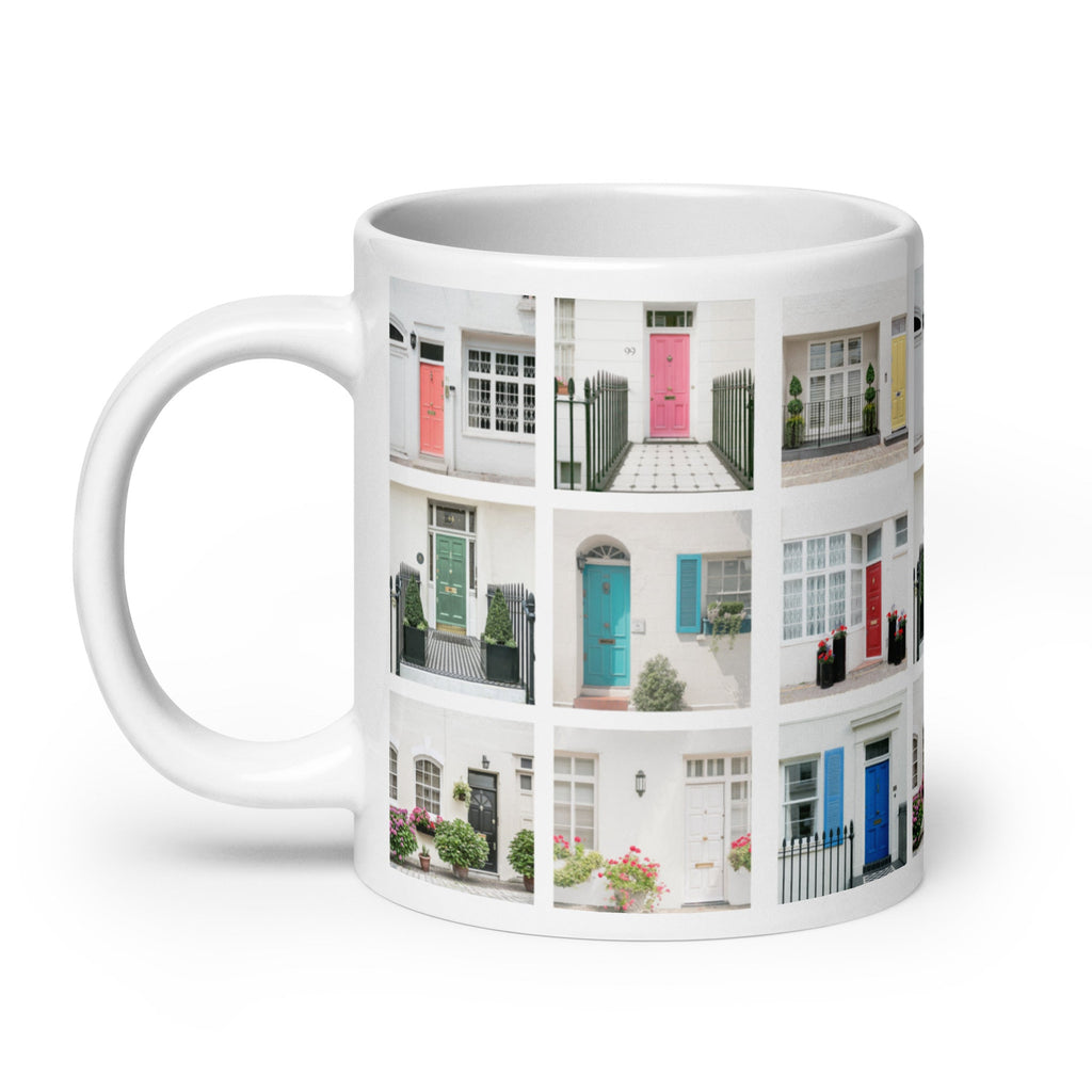 London (Colorful) Mews Houses Design White Glossy Mug (3 sizes) - Artwork by Lili