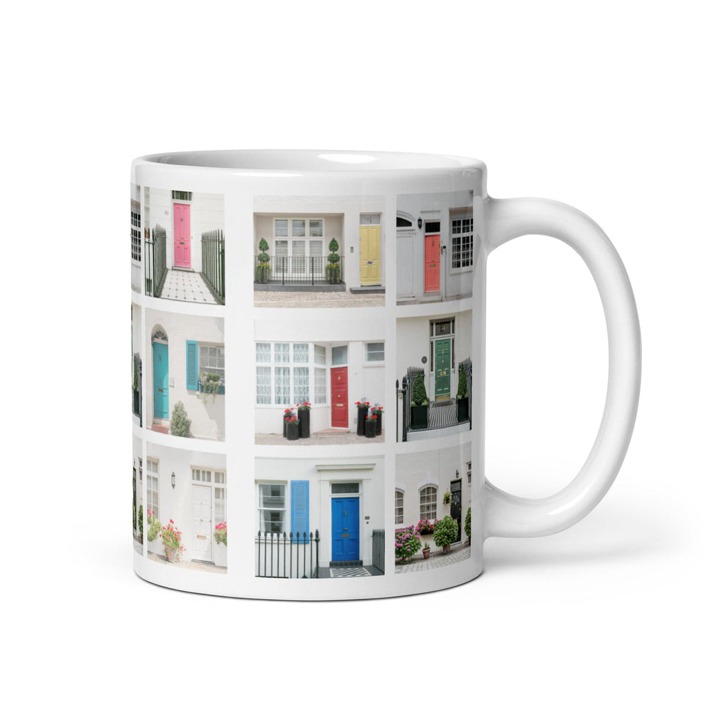 London (Colorful) Mews Houses Design White Glossy Mug (3 sizes) - Artwork by Lili