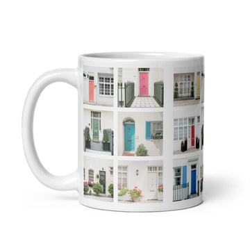 London (Colorful) Mews Houses Design White Glossy Mug (3 sizes) - Artwork by Lili