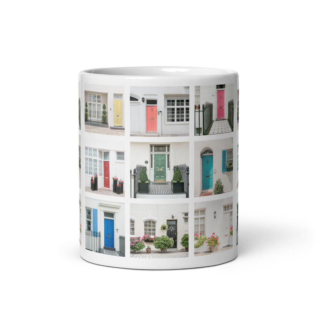 London (Colorful) Mews Houses Design White Glossy Mug (3 sizes) - Artwork by Lili
