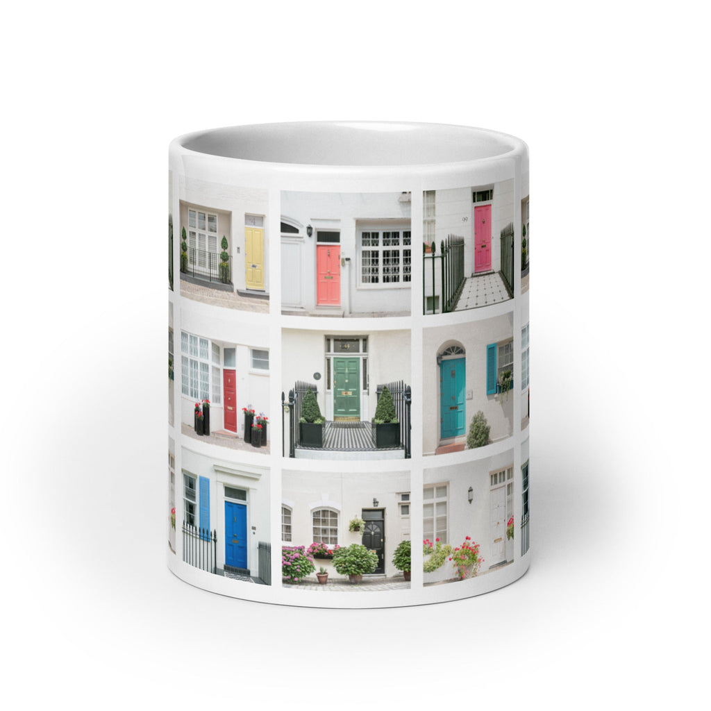 London (Colorful) Mews Houses Design White Glossy Mug (3 sizes) - Artwork by Lili