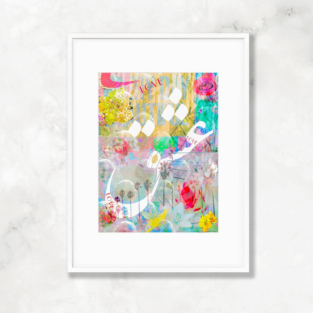 LOVE Farsi Abstract Colorful Collage Art Print, Persian Language and Culture, Eshgh, Inspirational, Positive Energy, Home & Office Wall Decor - Artwork by Lili