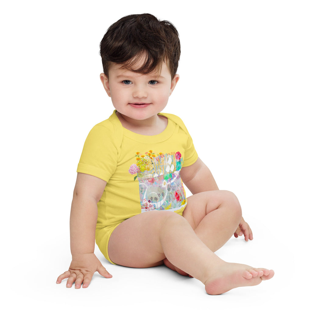 Love Garden (Eshgh in Farsi/Persian) Baby Short Sleeve Bodysuit - Artwork by Lili