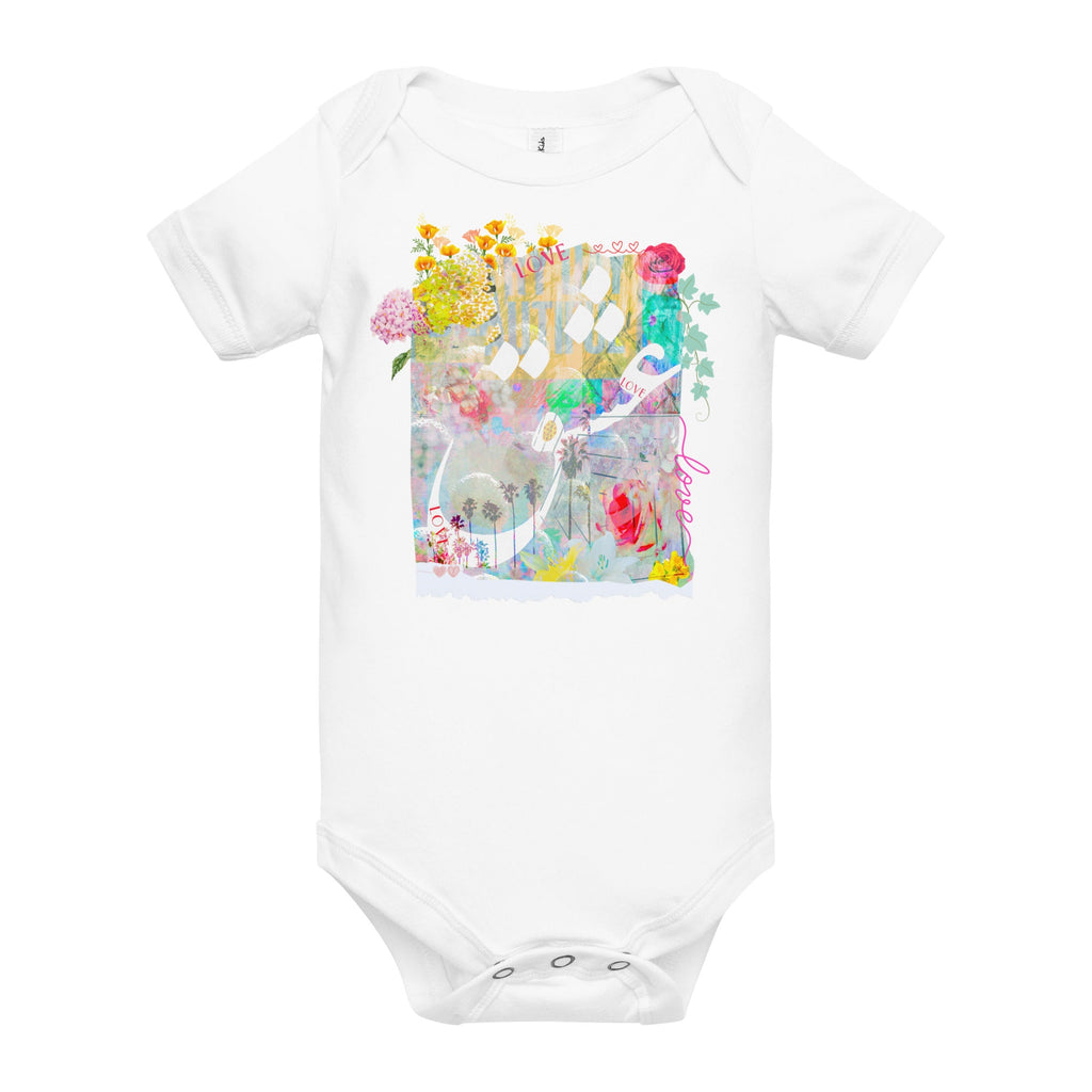 Love Garden (Eshgh in Farsi/Persian) Baby Short Sleeve Bodysuit - Artwork by Lili