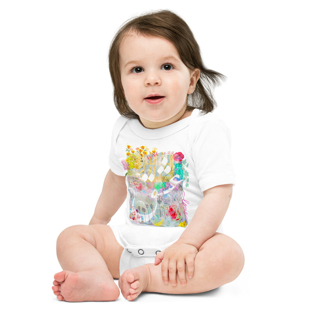 Love Garden (Eshgh in Farsi/Persian) Baby Short Sleeve Bodysuit - Artwork by Lili