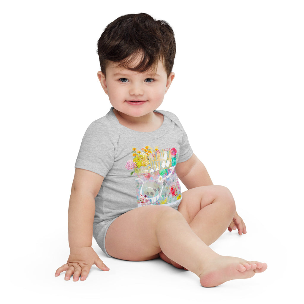 Love Garden (Eshgh in Farsi/Persian) Baby Short Sleeve Bodysuit - Artwork by Lili