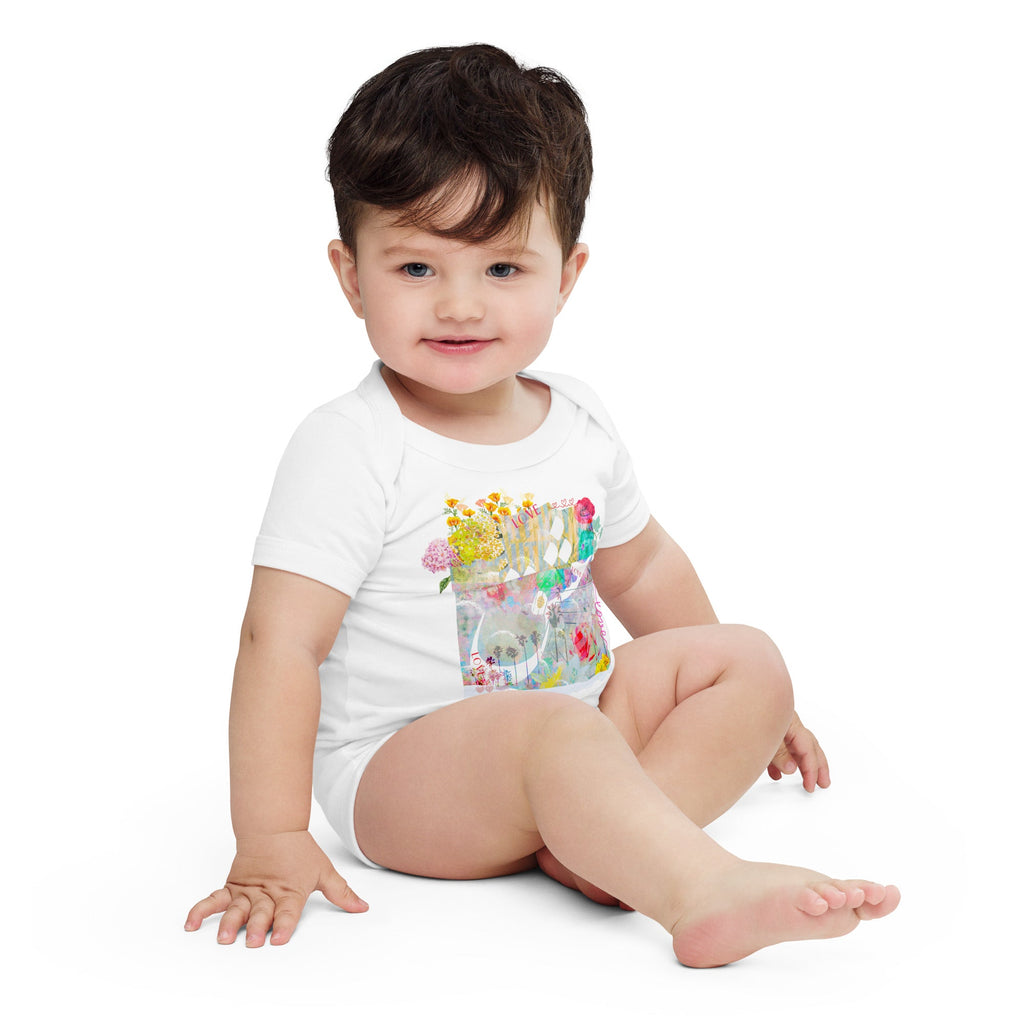 Love Garden (Eshgh in Farsi/Persian) Baby Short Sleeve Bodysuit - Artwork by Lili