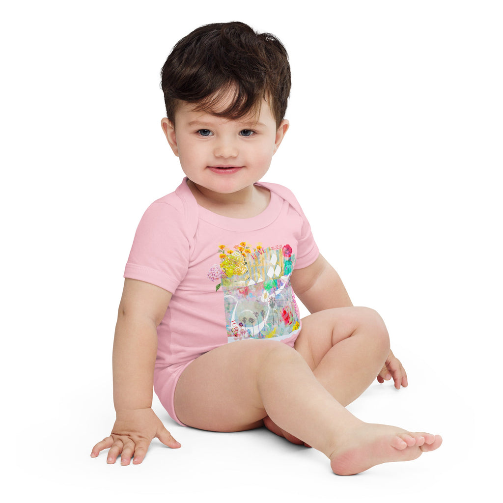 Love Garden (Eshgh in Farsi/Persian) Baby Short Sleeve Bodysuit - Artwork by Lili