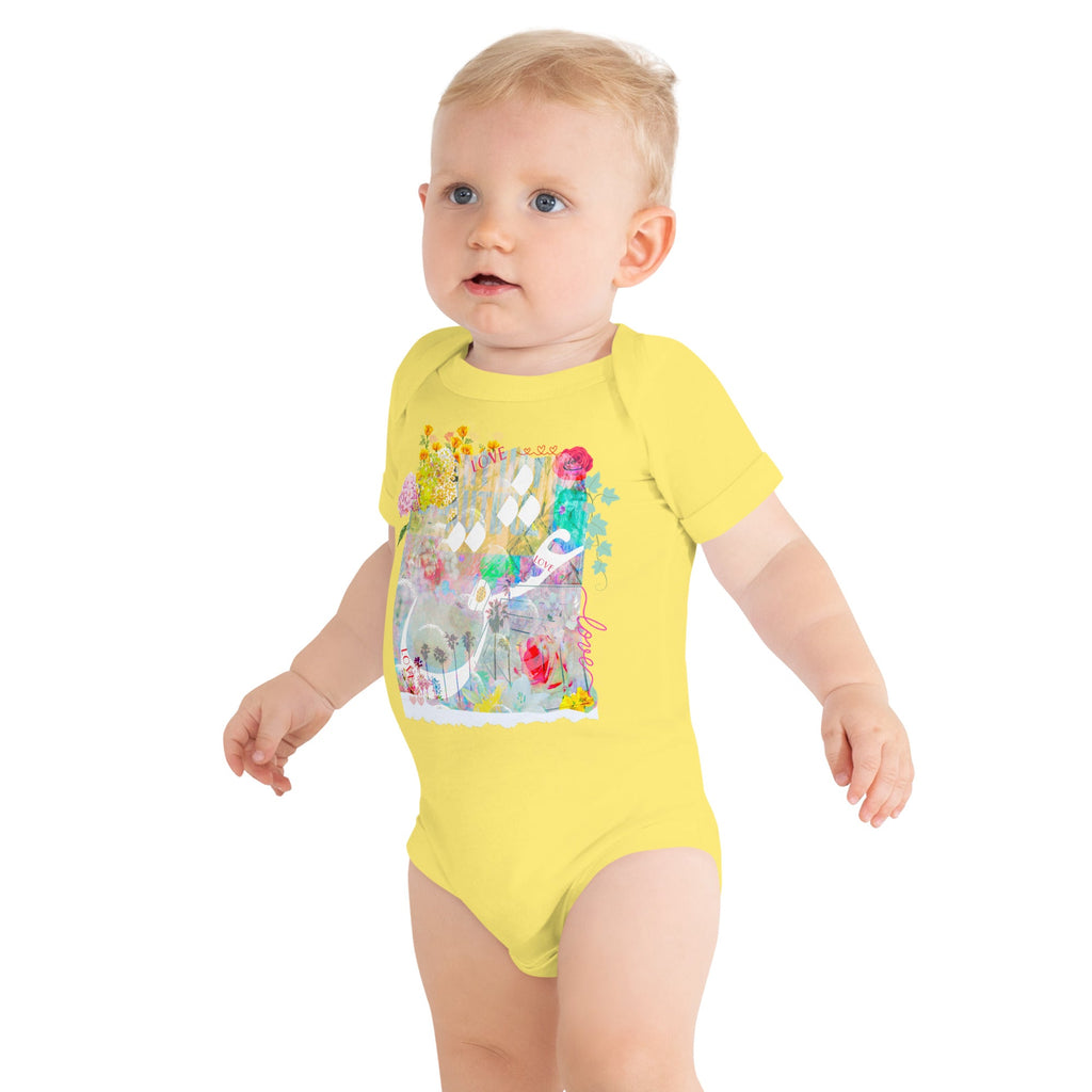 Love Garden (Eshgh in Farsi/Persian) Baby Short Sleeve Bodysuit - Artwork by Lili