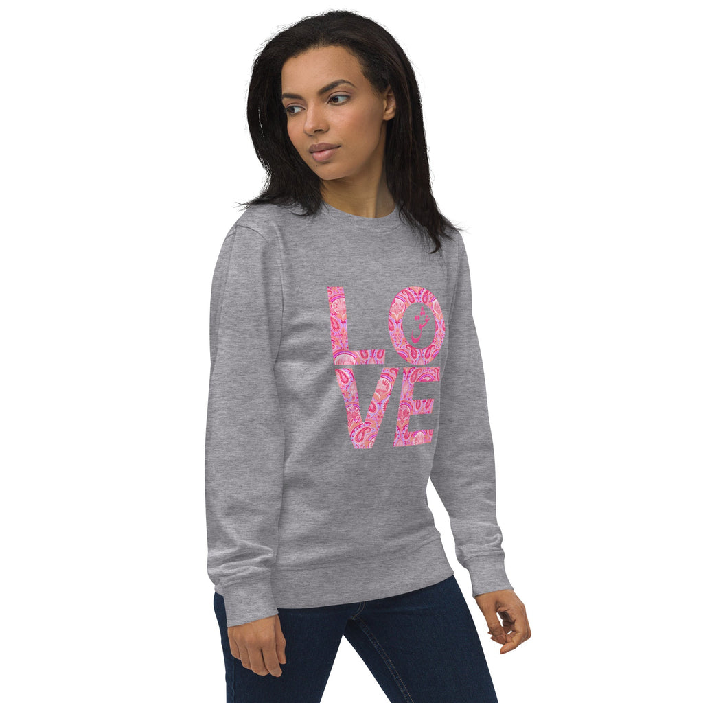 LOVE with Persian Paisley Motifs Unisex Organic Sweatshirt - Artwork by Lili