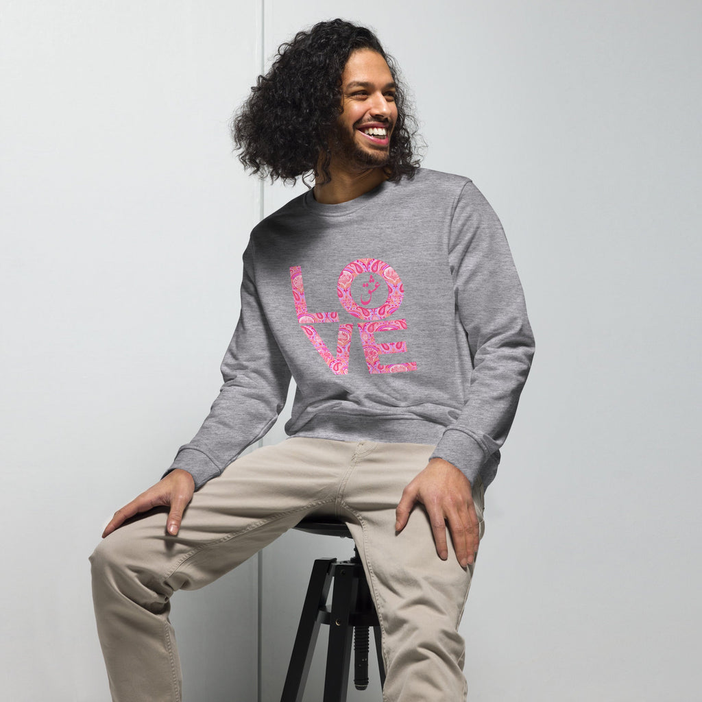 LOVE with Persian Paisley Motifs Unisex Organic Sweatshirt - Artwork by Lili