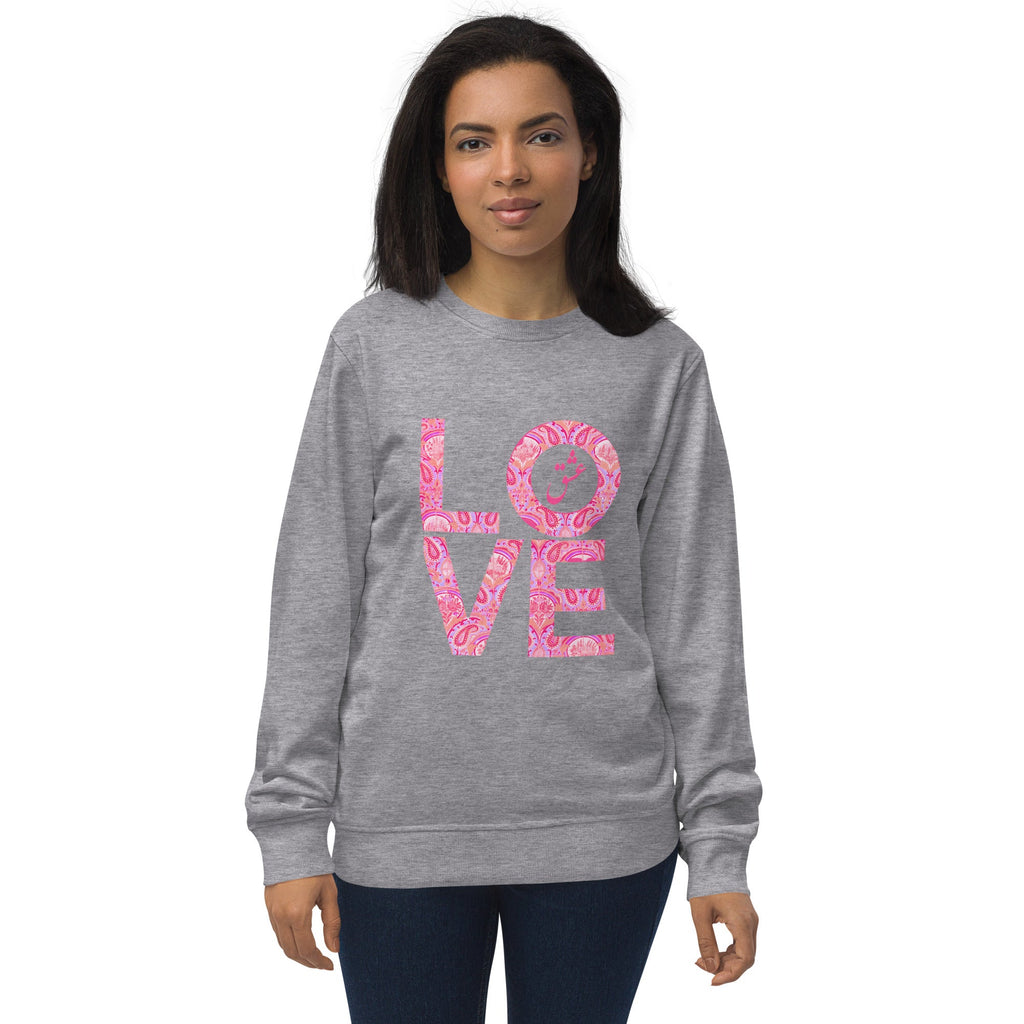 LOVE with Persian Paisley Motifs Unisex Organic Sweatshirt - Artwork by Lili