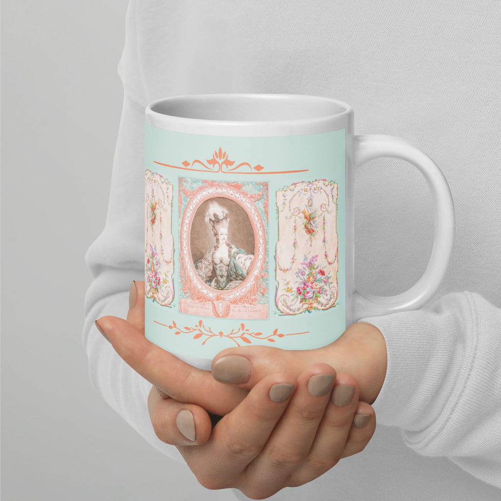 Marie Antoinette & 18th Century French Panels White Glossy Mug (3 sizes) - Artwork by Lili