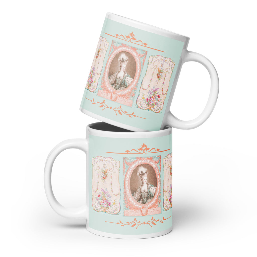 Marie Antoinette & 18th Century French Panels White Glossy Mug (3 sizes) - Artwork by Lili