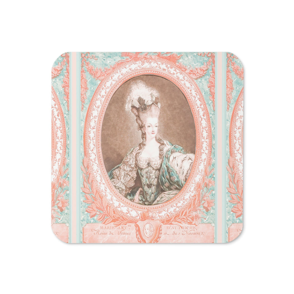 Marie Antoinette Design Set of Square Coasters (Cork - back) - Artwork by Lili