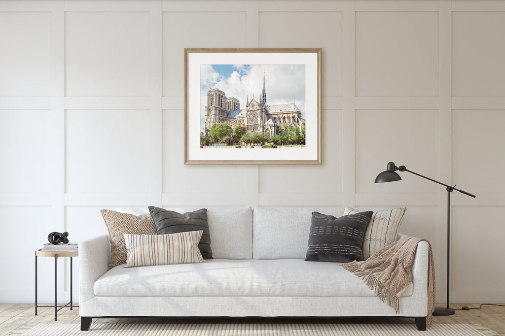 Notre Dame Cathedral Daytime View Photography Prints, France Travel Photography, European Cityscape, Home & Office Wall Art Decor - Artwork by Lili