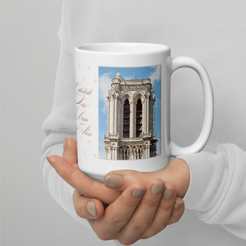 Notre - Dame de Paris White Glossy Mug (3 sizes) - Artwork by Lili