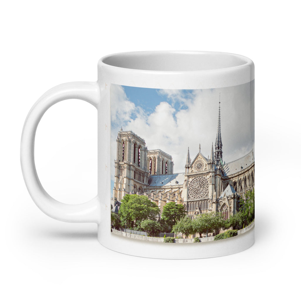 Notre - Dame de Paris White Glossy Mug (3 sizes) - Artwork by Lili