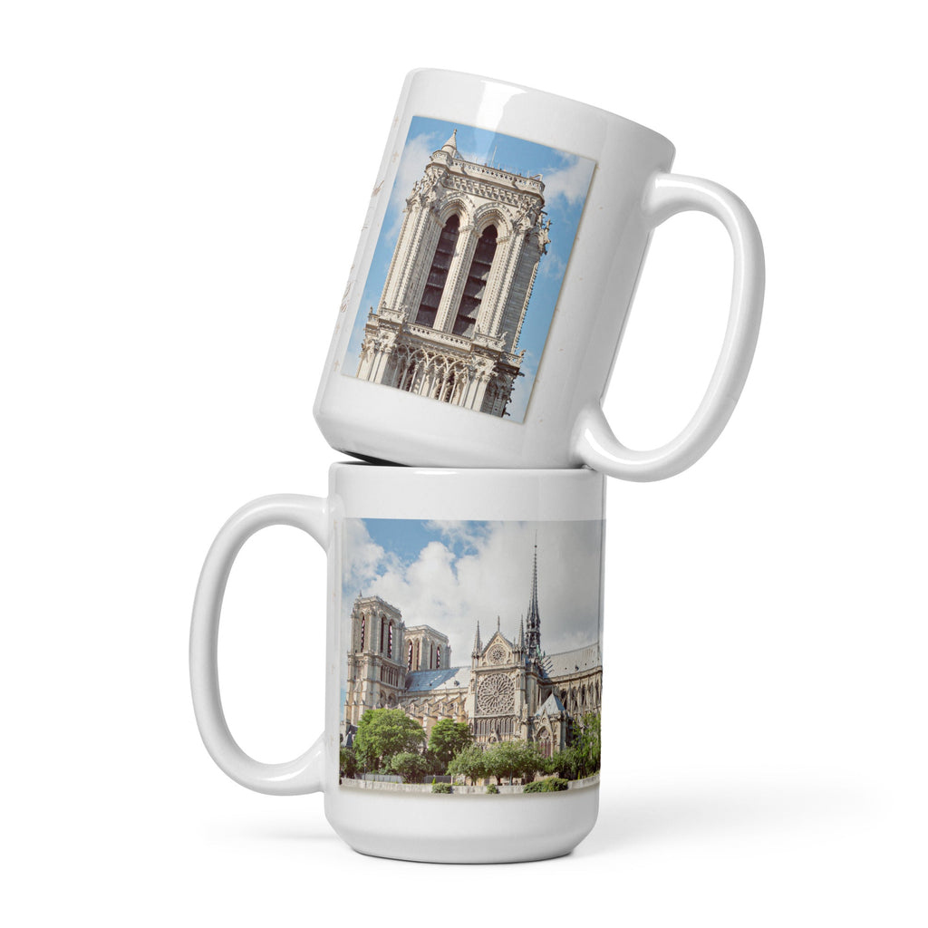Notre - Dame de Paris White Glossy Mug (3 sizes) - Artwork by Lili