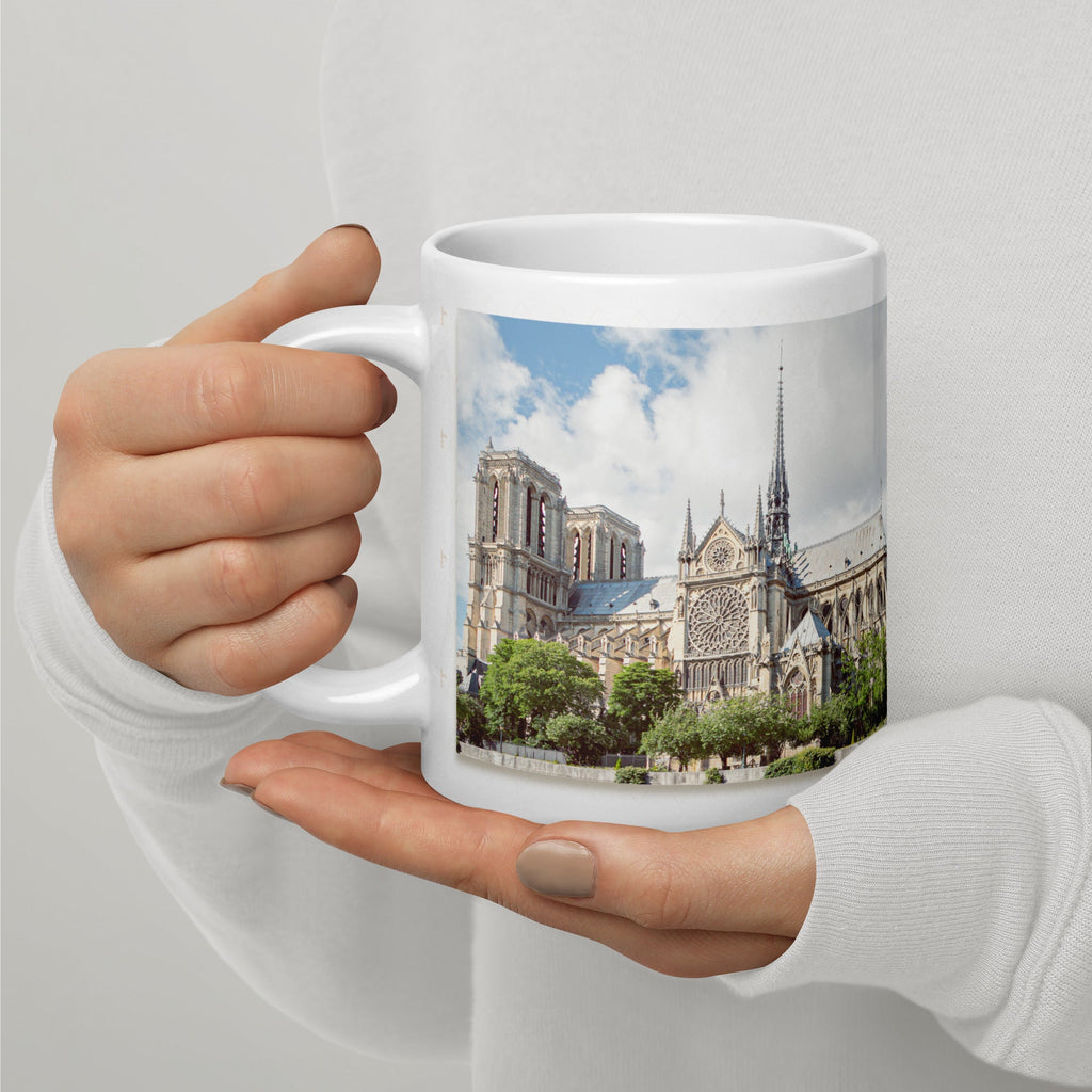 Notre - Dame de Paris White Glossy Mug (3 sizes) - Artwork by Lili