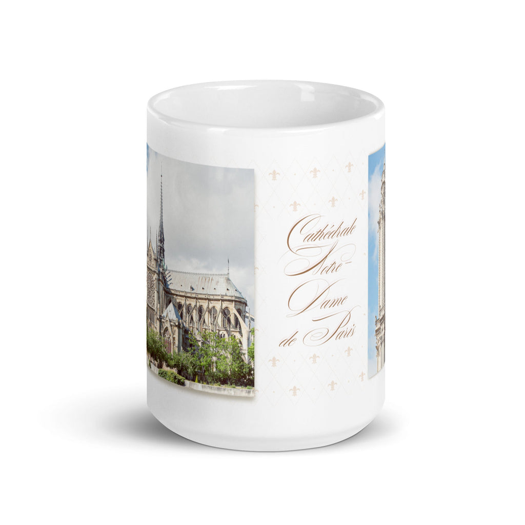 Notre - Dame de Paris White Glossy Mug (3 sizes) - Artwork by Lili