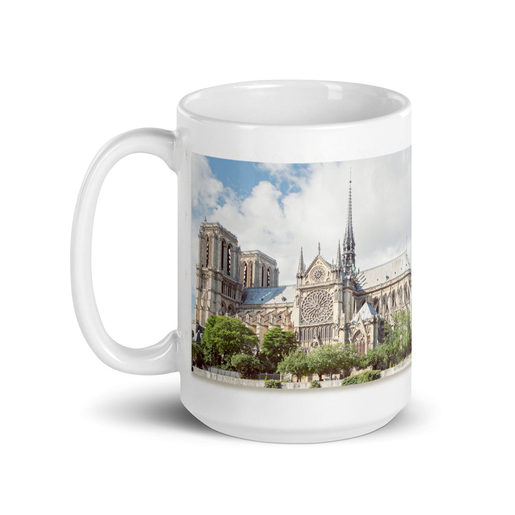 Notre - Dame de Paris White Glossy Mug (3 sizes) - Artwork by Lili