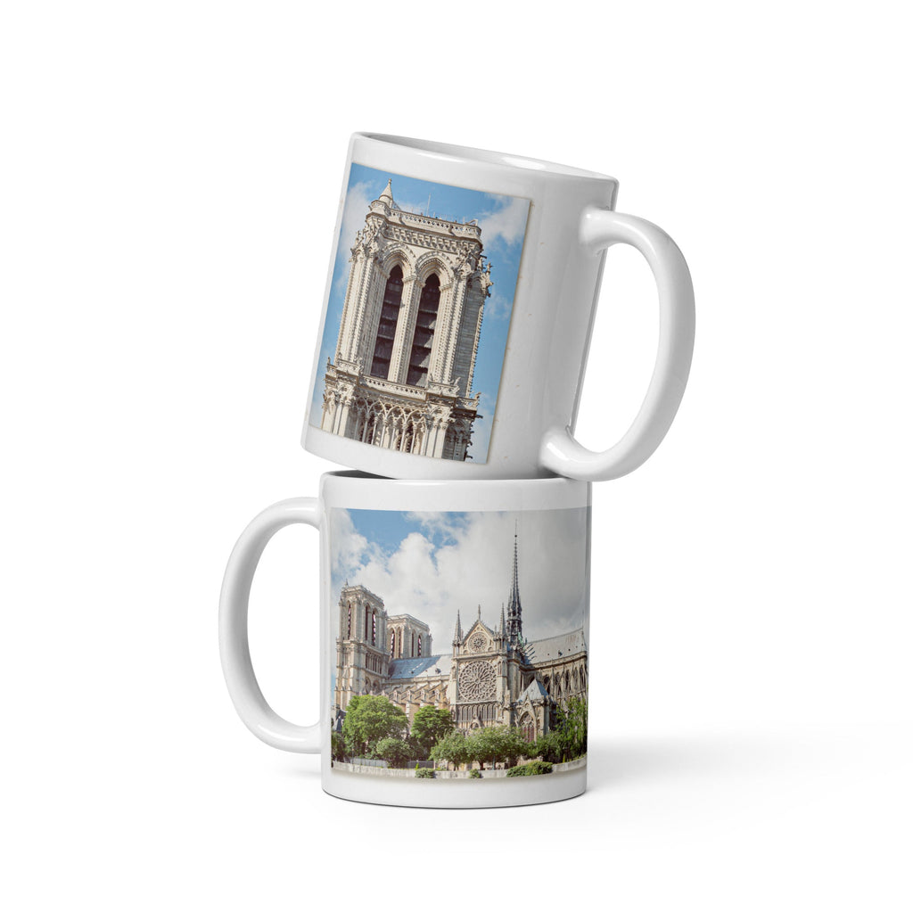 Notre - Dame de Paris White Glossy Mug (3 sizes) - Artwork by Lili