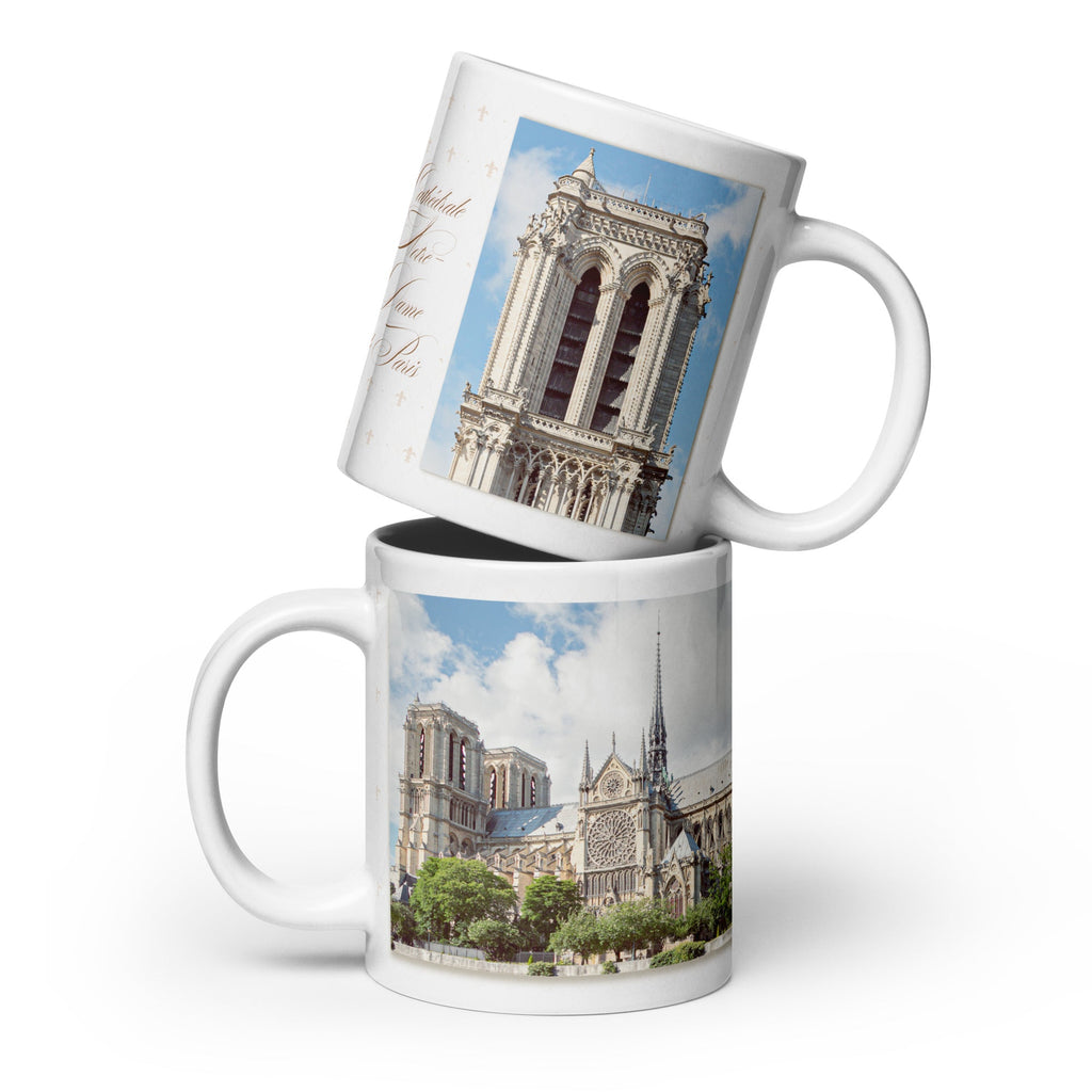 Notre - Dame de Paris White Glossy Mug (3 sizes) - Artwork by Lili