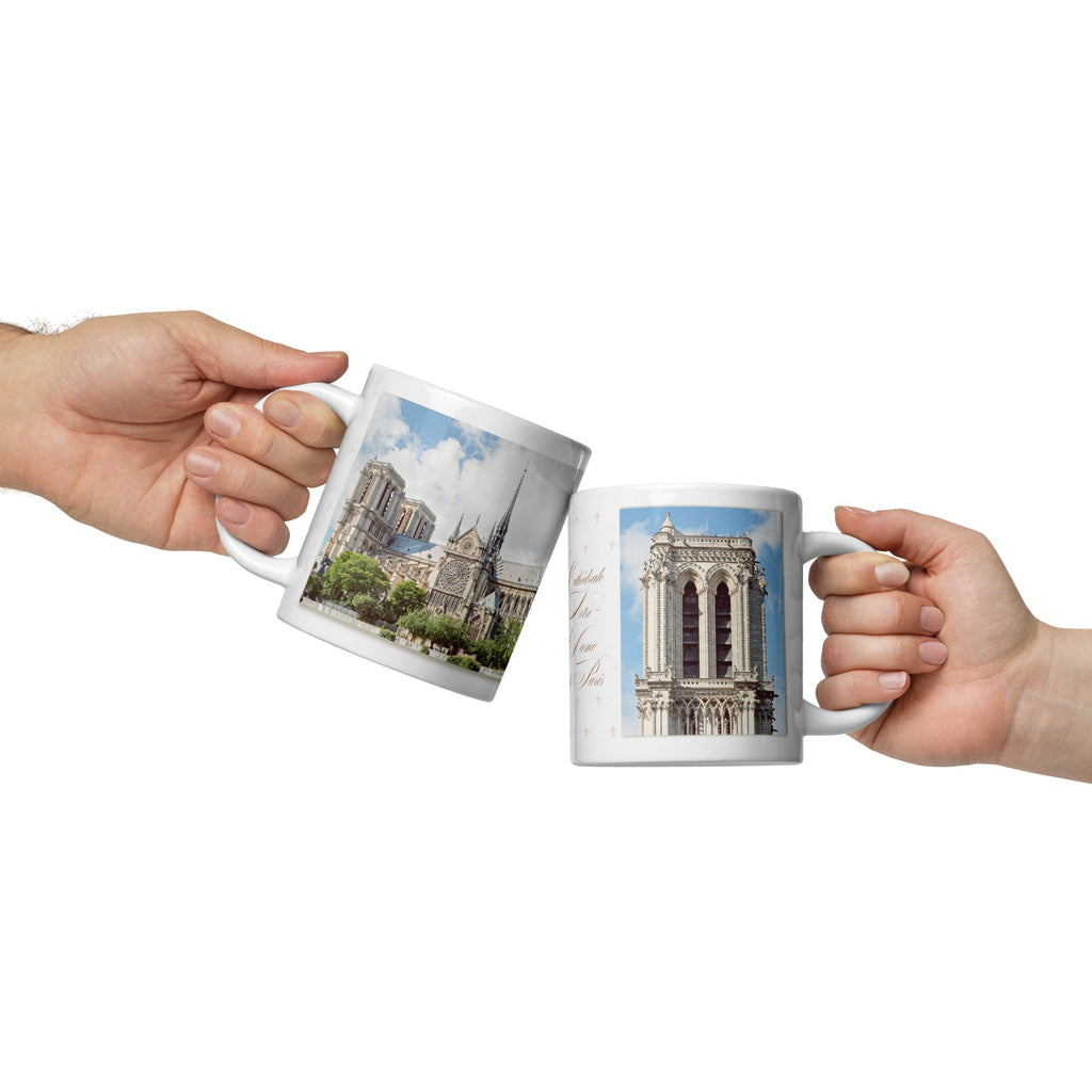 Notre - Dame de Paris White Glossy Mug (3 sizes) - Artwork by Lili