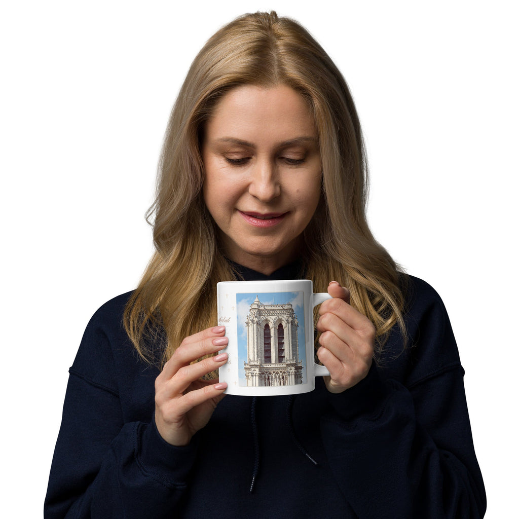 Notre - Dame de Paris White Glossy Mug (3 sizes) - Artwork by Lili