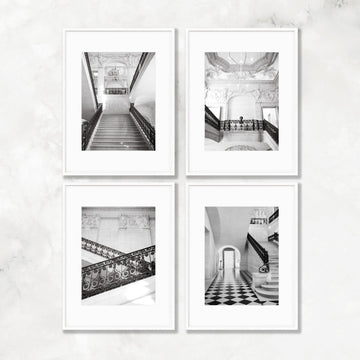 Paris B&W Museum Interior Set of 4 Prints, Parisian French Architecture Photography, France Europe Travel, Chic Home & Office Wall Art Decor - Artwork by Lili