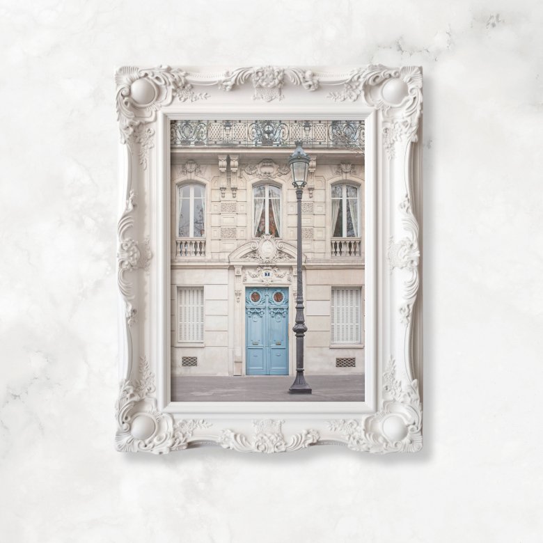 Paris Luxury Apartment Architecture Print, Elegant Paris Blue Door Photography, Home & Office Wall Art Decor - Artwork by Lili