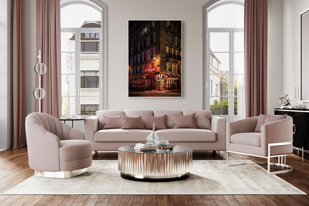 Paris Nighttime Cafe Architecture Print, Parisian Street Photography, Le Bonaparte Cafe, Home & Office Wall Art Decor - Artwork by Lili