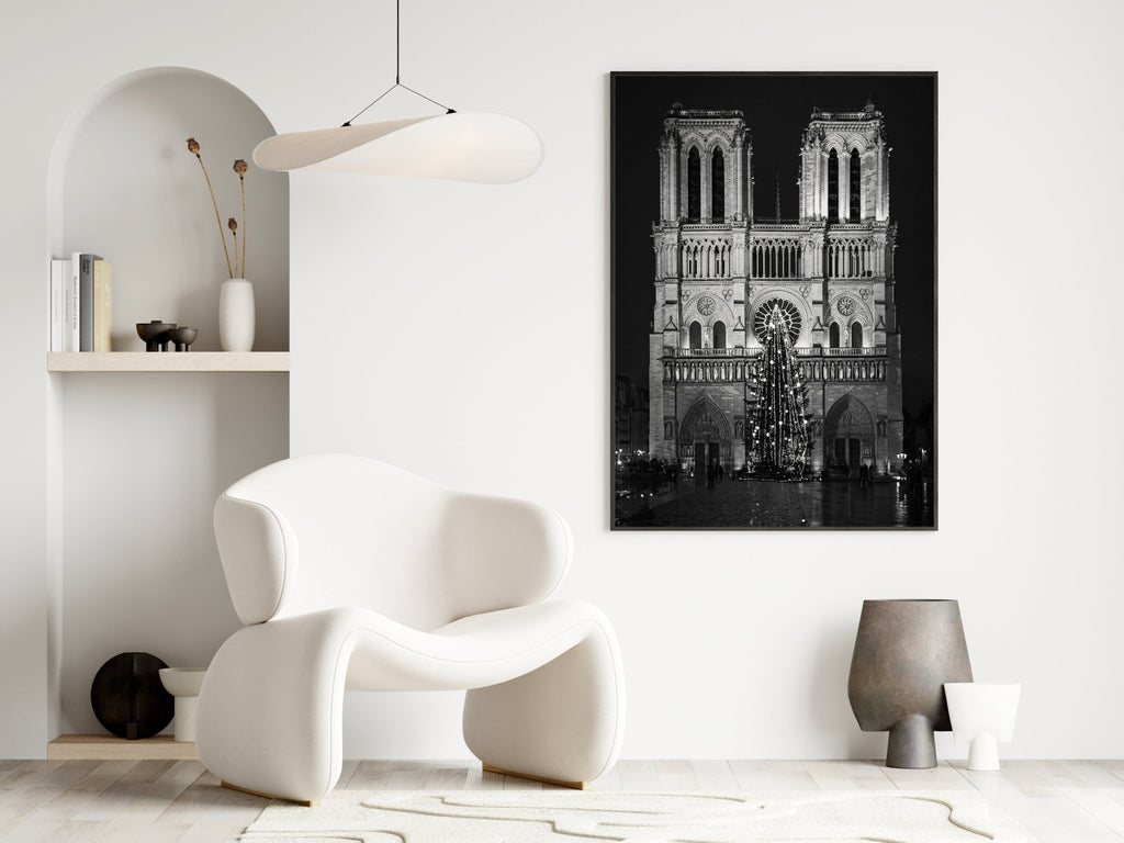 Paris Notre Dame Cathedral Nighttime Photography, Gothic Architecture Prints, Parisian Landmark, Home & Office Wall Decor - Artwork by Lili