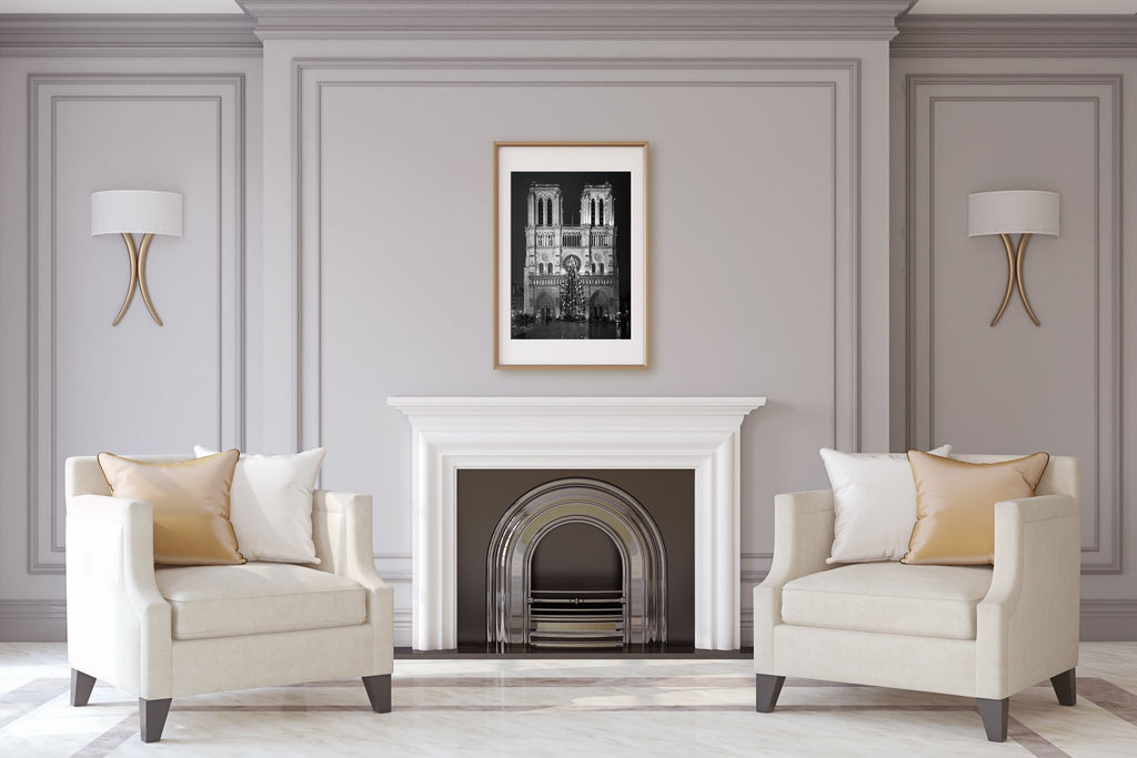 Paris Notre Dame Cathedral Nighttime Photography, Gothic Architecture Prints, Parisian Landmark, Home & Office Wall Decor - Artwork by Lili