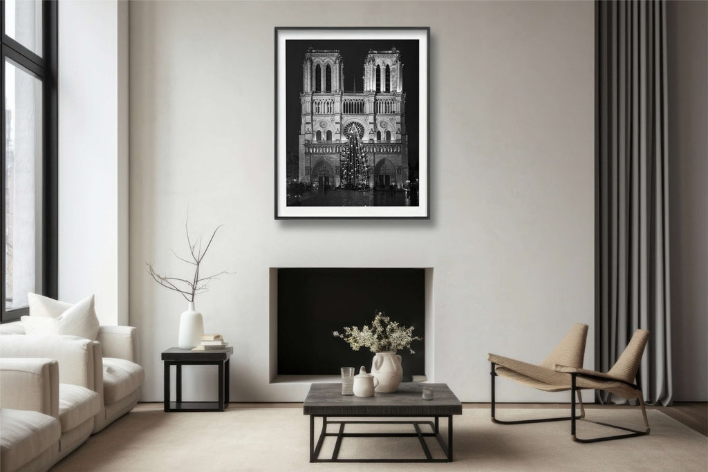 Paris Notre Dame Cathedral Nighttime Photography, Gothic Architecture Prints, Parisian Landmark, Home & Office Wall Decor - Artwork by Lili