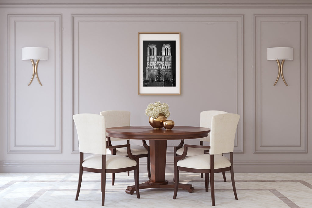 Paris Notre Dame Cathedral Nighttime Photography, Gothic Architecture Prints, Parisian Landmark, Home & Office Wall Decor - Artwork by Lili