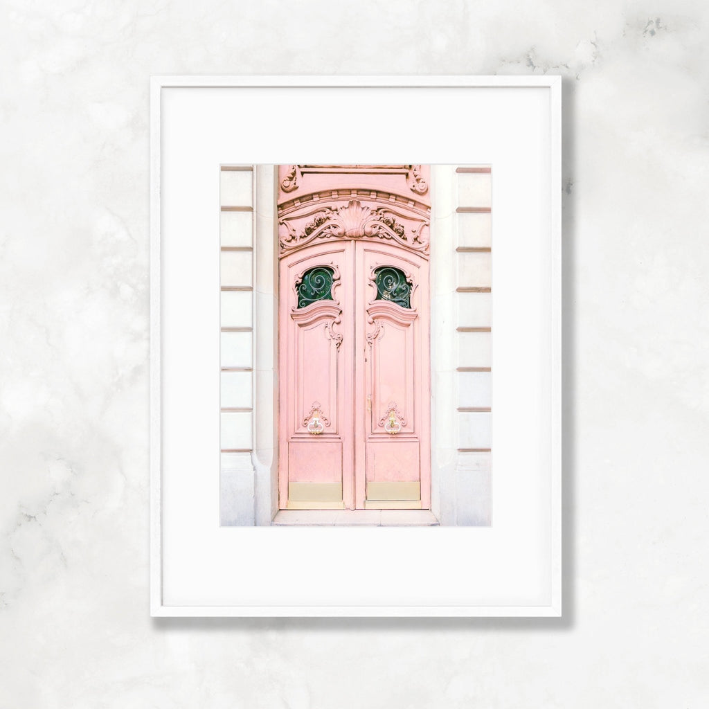 Paris Pale Pink Door Photography, Chic & Feminine Ornate Parisian Architecture - Artwork by Lili