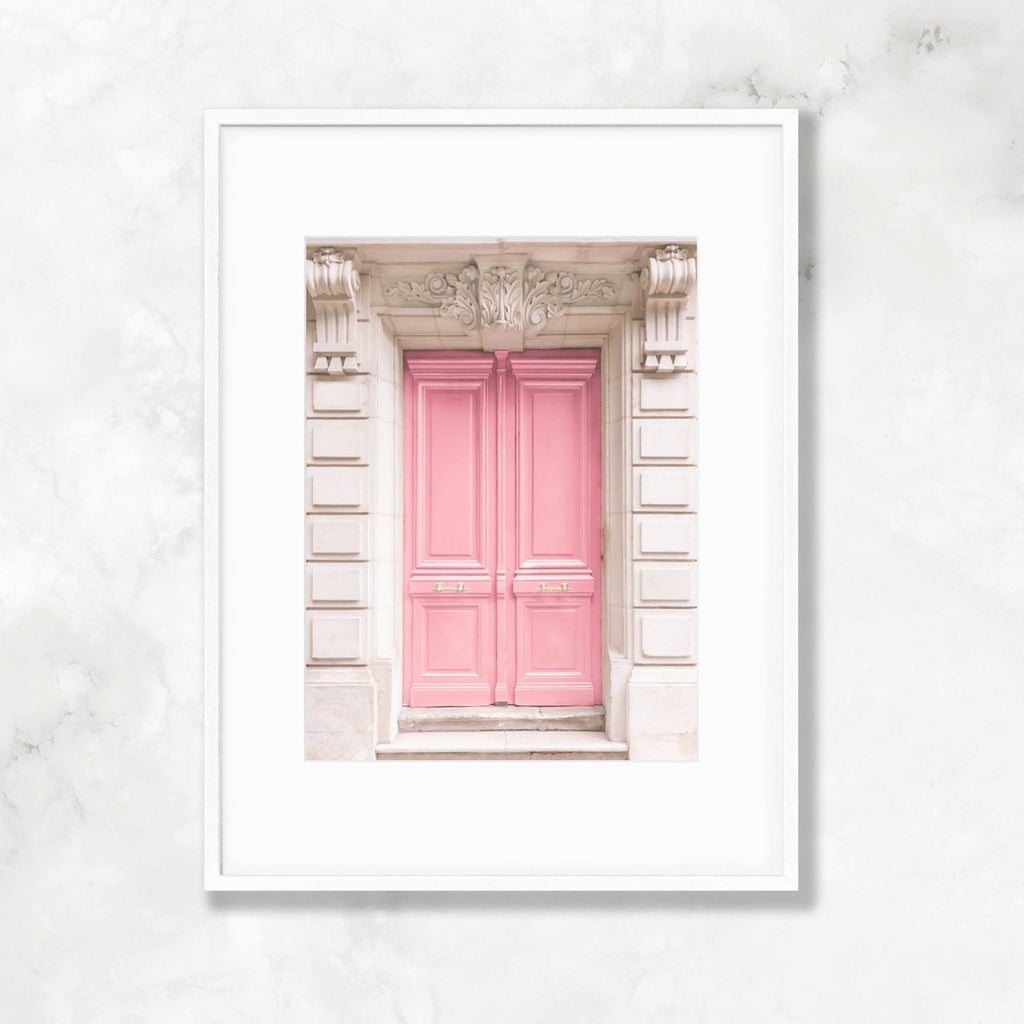 Paris Pink Doors, Chic & Feminine Parisian Architectural Photography - Artwork by Lili