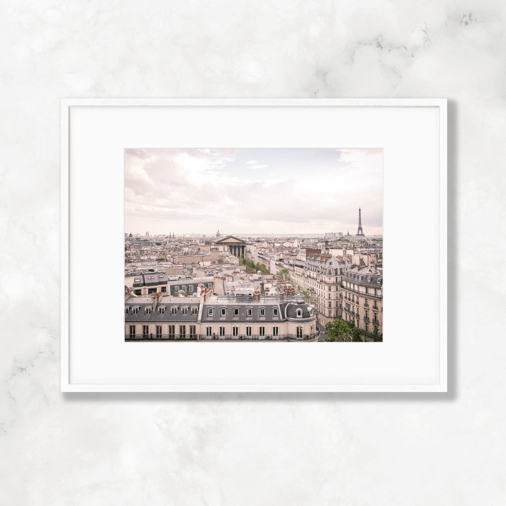 Paris Rooftops Eiffel Tower Panoramic Photography Print, Parisian Architecture, France Travel Photography, Chic Home & Office Wall Decor - Artwork by Lili